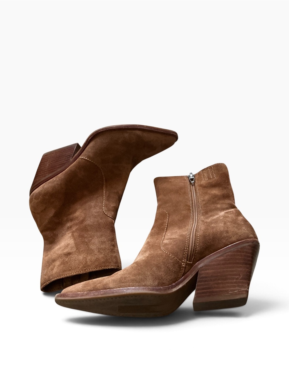 Dolce vote western boots brown suede pointy toe size 7.5
